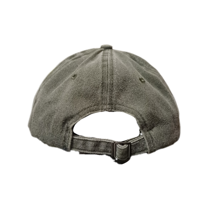 Back view of light grey 6-panel baseball cap showing adjustable strap and clean back panel